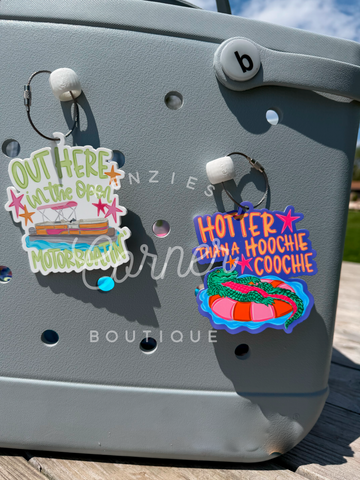 Completed Acrylic motor boating or hoochie coochie bag tag or charm