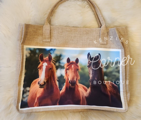 Blank burlap and white sublimation tote bag (large and medium size)