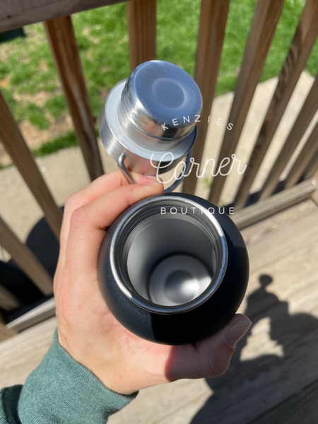 Blank powder coated black 20 oz skinny water bottle tumbler