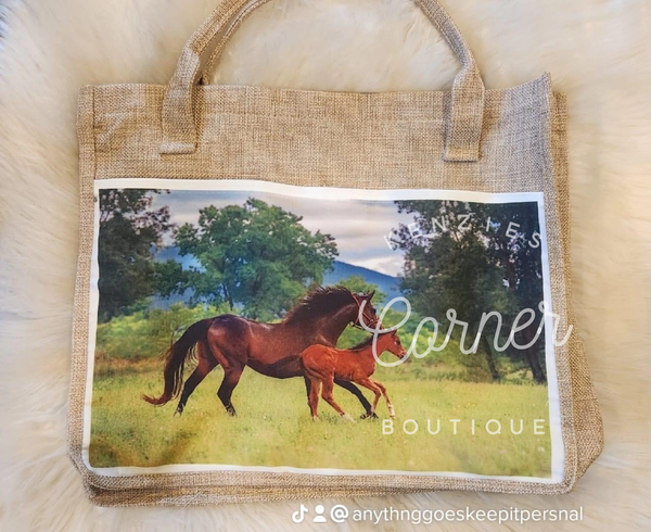 Blank burlap and white sublimation tote bag (large and medium size)