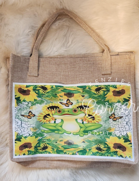 Blank burlap and white sublimation tote bag (large and medium size)