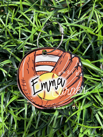 Blank Acrylic baseball or softball MITT ONLY tag