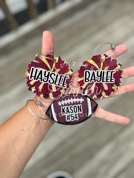 Blank Acrylic cheer Pom Pom tag