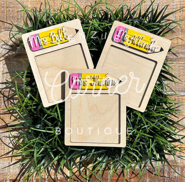 Customized post it holder with pencil design personalized