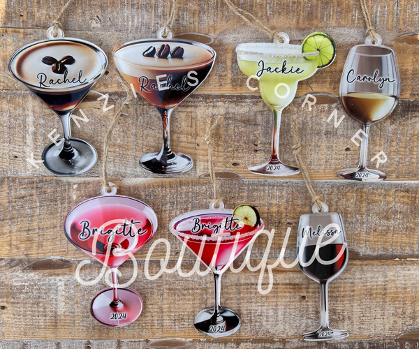 Blank Acrylic espresso martini and other cocktail ornaments
