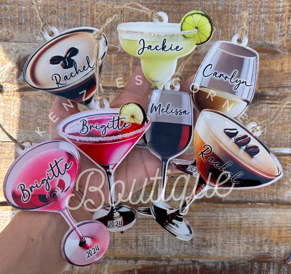 Blank Acrylic espresso martini and other cocktail ornaments