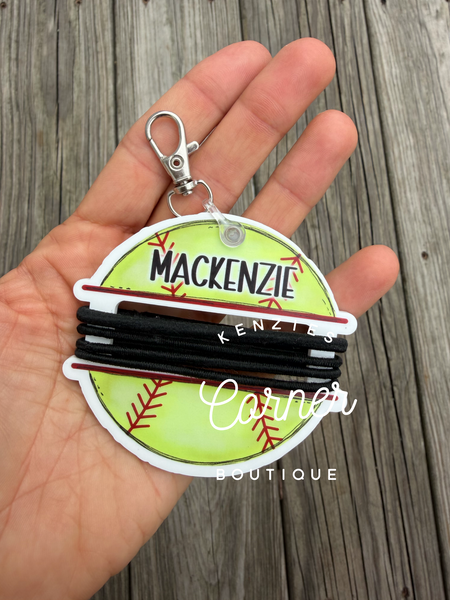 Customized Acrylic scrunchi ponytail pony holder hair tie bag tag