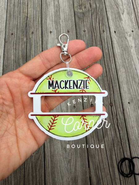 Customized Acrylic scrunchi ponytail pony holder hair tie bag tag