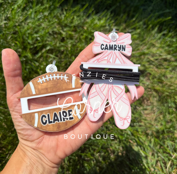 Customized Acrylic scrunchi ponytail pony holder hair tie bag tag