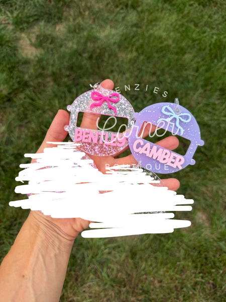 Customized Hair tie pony holder 3D acrylic bag tags