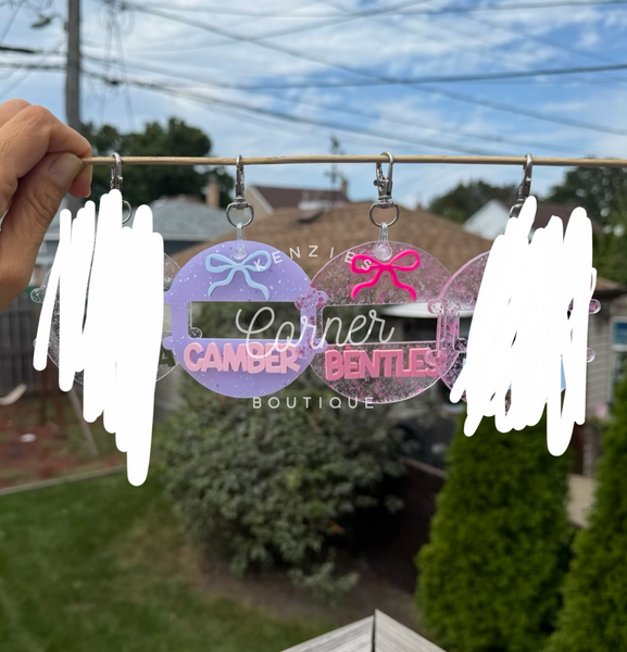 Customized Hair tie pony holder 3D acrylic bag tags