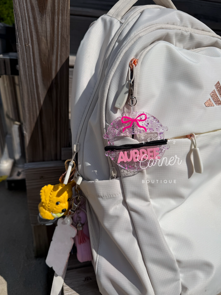Customized Hair tie pony holder 3D acrylic bag tags