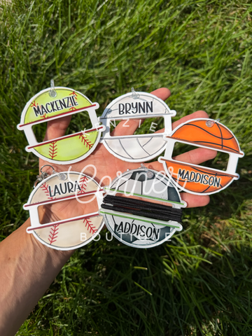 Customized Acrylic scrunchi ponytail pony holder hair tie bag tag