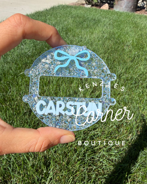 Customized Hair tie pony holder 3D acrylic bag tags