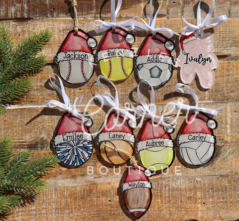 Customized Acrylic cheer and sports ornaments