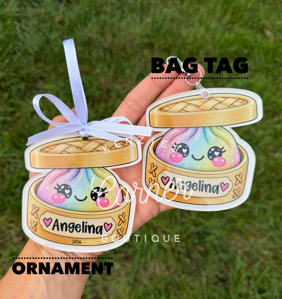 Blank acrylic dumpling ornament or bag tag