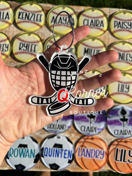 Blank Acrylic hockey tag or keychain
