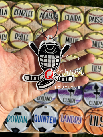 Blank Acrylic hockey tag or keychain