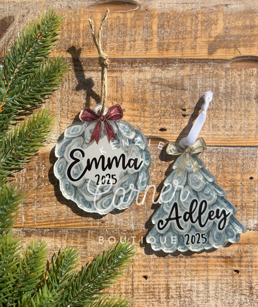 Blank Acrylic Oyster wreath or tree ornaments