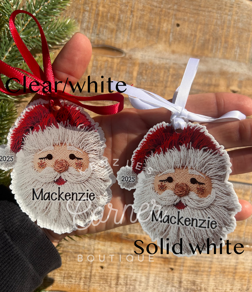 Blank Acrylic yarn Santa ornaments