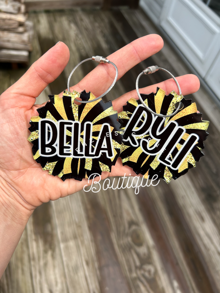 Blank Acrylic cheer Pom Pom tag