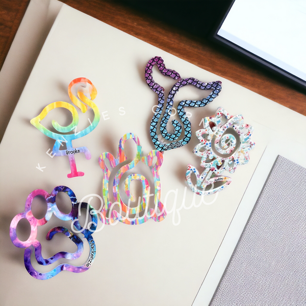 Blank Acrylic paper clip bookmark / bag clip paperclip shapes