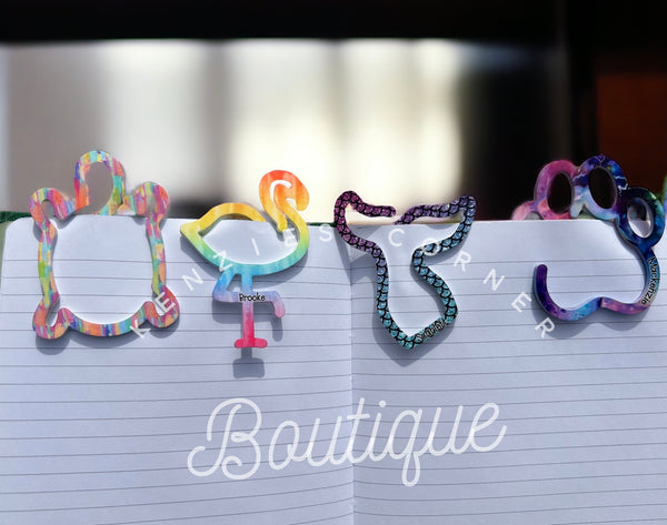 Blank Acrylic paper clip bookmark / bag clip paperclip shapes