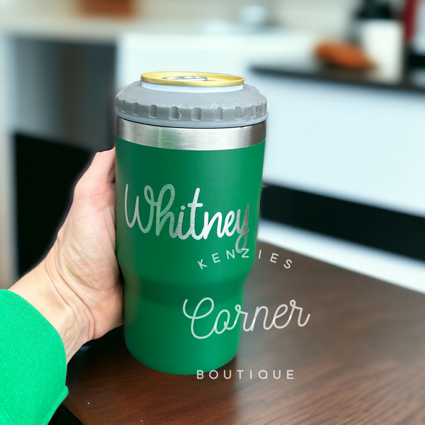 Blank powder coated 4-in-1 can cooler tumbler