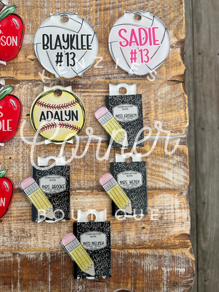 Blank Acrylic 40 oz name plate topper notebook and pencil