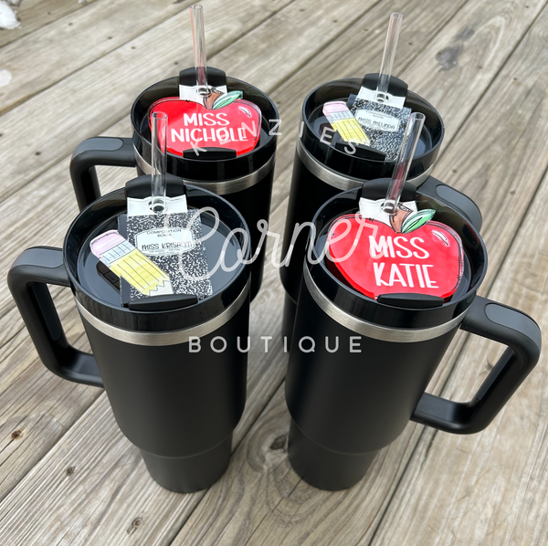 Blank Acrylic 40 oz name plate topper notebook and pencil