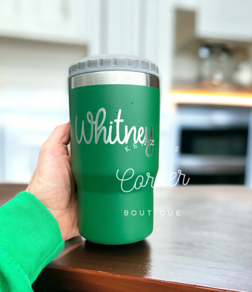 Blank powder coated 4-in-1 can cooler tumbler