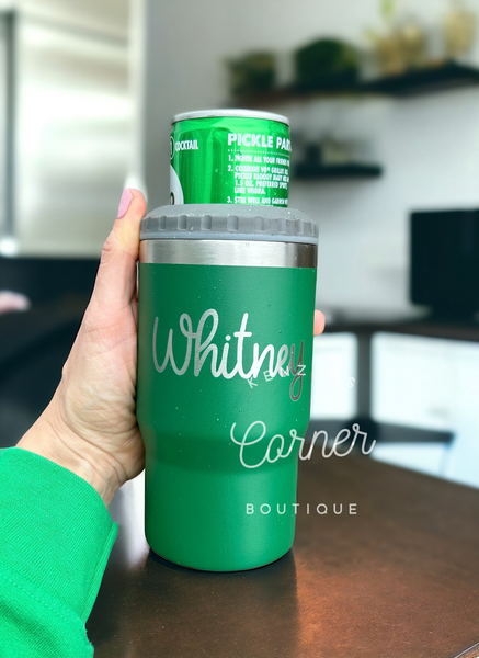 Blank powder coated 4-in-1 can cooler tumbler