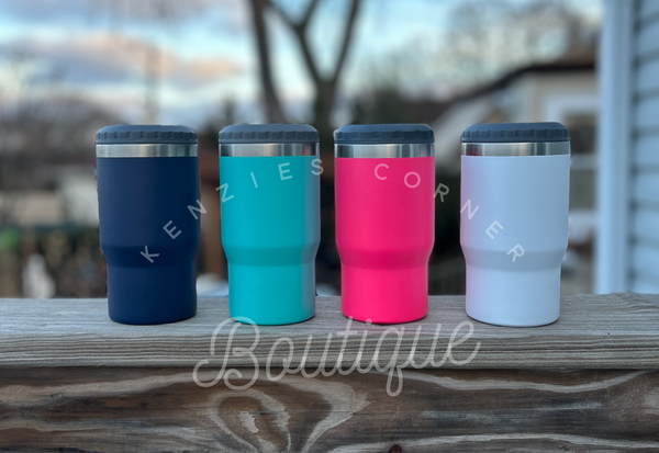 Blank powder coated 4-in-1 can cooler tumbler
