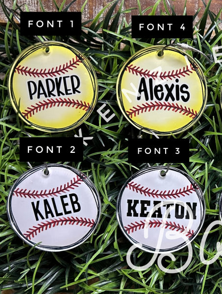 Customized Sport bag tag softball, basketball, baseball, soccer, volleyball, golf, football