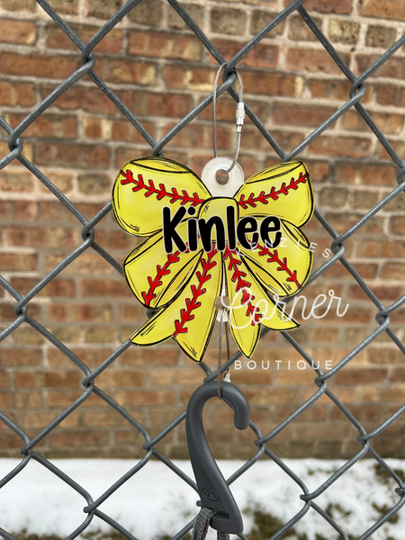 Blank Acrylic softball BOW bag hook tag