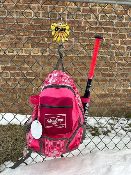 Blank Acrylic softball BOW bag hook tag