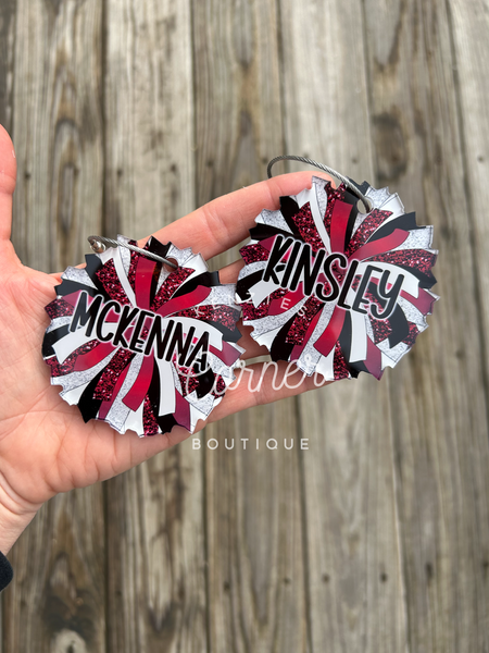 Blank Acrylic cheer Pom Pom tag