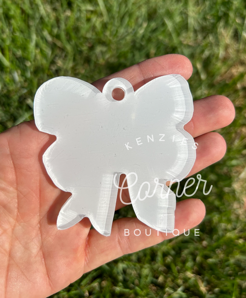 Blank Acrylic pencil bow bag tag or keychain ARA