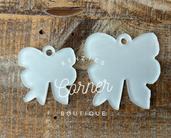 Blank Acrylic pencil bow bag tag or keychain ARA