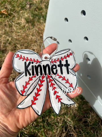 Customized colors and softball LARGE BOW bag tag