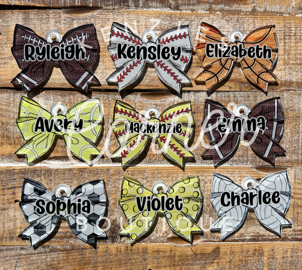 Blank Acrylic sports bow keychain MM