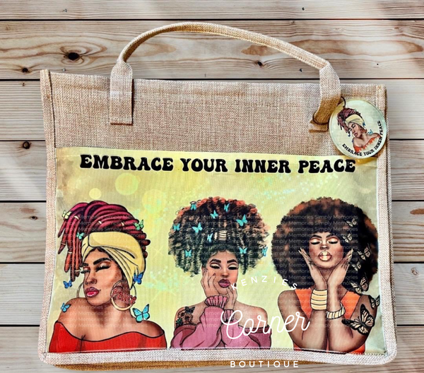 Blank burlap and white sublimation tote bag (large and medium size)