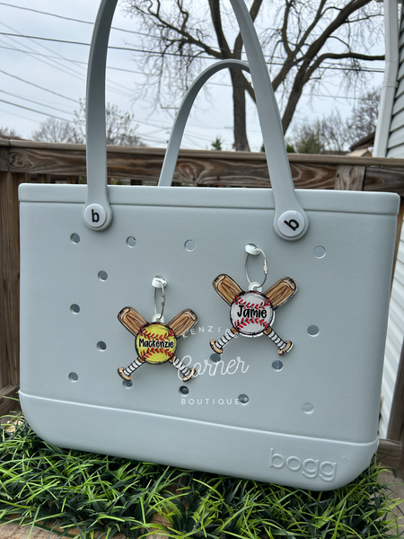 Customized Acrylic softball or baseball X bag tag