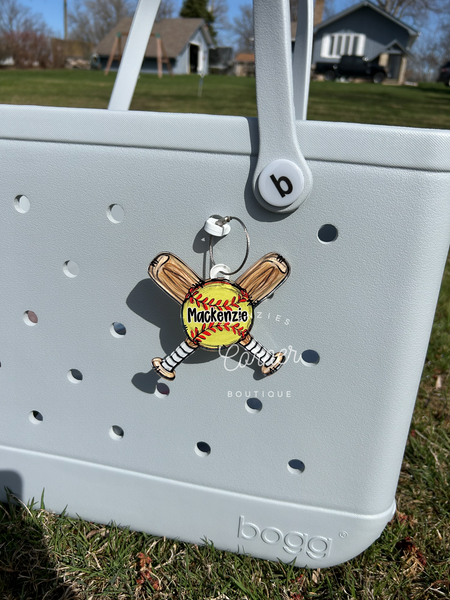 Customized Acrylic softball or baseball X bag tag