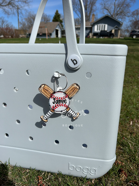 Customized Acrylic softball or baseball X bag tag