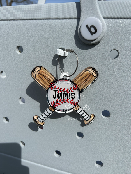 Customized Acrylic softball or baseball X bag tag