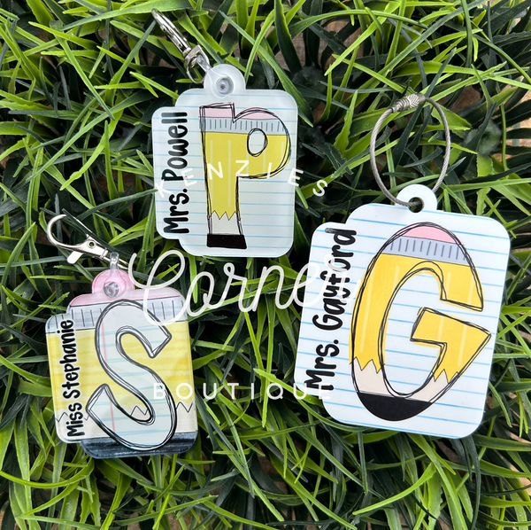 Customized Acrylic initial bag tag or keychain