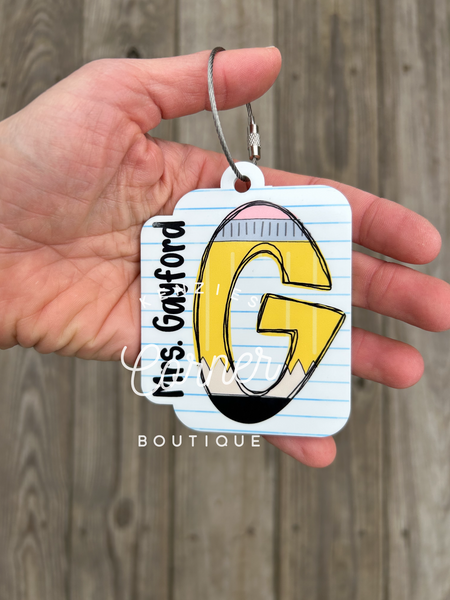 Customized Acrylic initial bag tag or keychain
