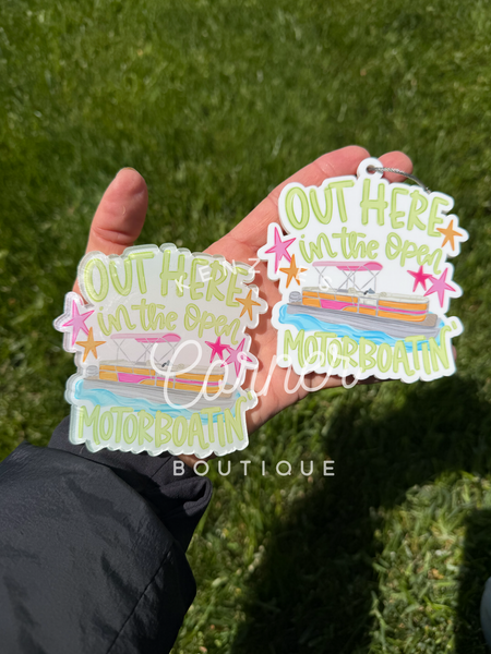 Completed Acrylic motor boating or hoochie coochie bag tag or charm