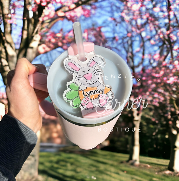 Blank Acrylic 40 oz name plate topper bunny with carrot
